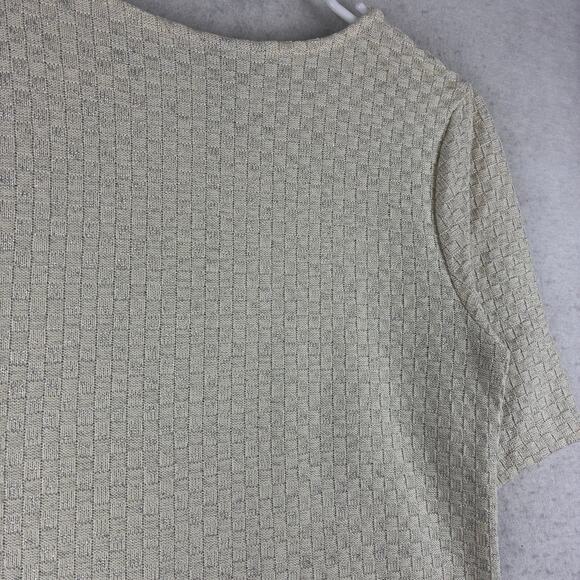 H&M Short Sleeve Weave Sweater Top Women's Small Ivory Mettalic Silver Tailored - Picture 11 of 12